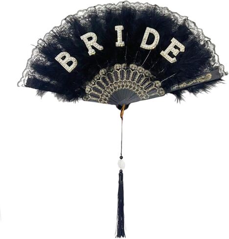 Vintage Bride Fan Pearls Encrusted Engagement Decoration For Wedding Party Photography Supplies in Saudi Arabia
