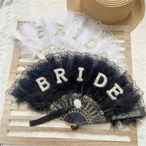 Vintage Bride Fan Pearls Encrusted Engagement Decoration For Wedding Party Photography Supplies in Saudi Arabia
