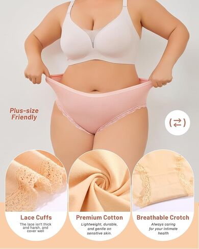 UNDER THE SEA Cotton Underwear for Women Sexy Lace Bikini Panties High Waisted Plus Size Womens Cheeky Panty 5 Pack S-XXL in Saudi Arabia