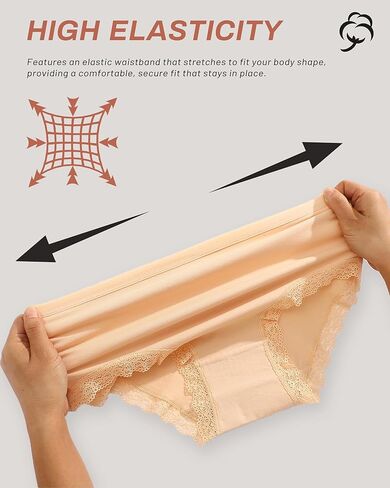 UNDER THE SEA Cotton Underwear for Women Sexy Lace Bikini Panties High Waisted Plus Size Womens Cheeky Panty 5 Pack S-XXL in Saudi Arabia