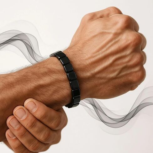 سوار الهيماتيت للرجال - يعيد إشعال الطاقة الذكورية، أساور شفاء ممتدة مطرزة بحجر الهيماتيت الطبيعي تستعيد ثقتك وثقتك، هدايا مجوهرات ملهمة (قطعتان) in Kuwait