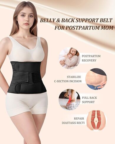 Postpartum Belly Band for Women: Adjustable Compression Wrap for Abdominal & Waist Support C-Section & Vaginal Birth Recovery Black M in Saudi Arabia