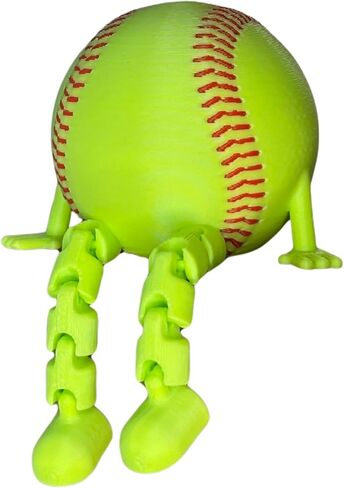Softball Buddy Figurine with Articulated Legs, Neon Green, 3D-Printed, Desk Decor, Quirky Design, Sports Collectible, All Ages in Saudi Arabia