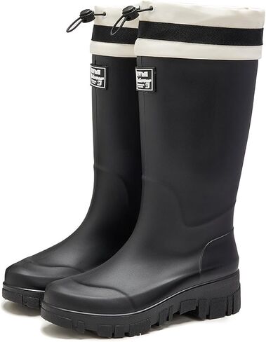 Mid Calf Rain Boots for Women Fashion Wide Width Waterproof Non-Slip Platform Chunky Heel Outdoor Work Rain Shoes Lightweight Comfortable Garden Boot Outdoor Mud Boots in Saudi Arabia