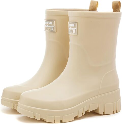 Mid Calf Rain Boots for Women Fashion Wide Width Waterproof Non-Slip Platform Chunky Heel Outdoor Work Rain Shoes Lightweight Comfortable Garden Boot Outdoor Mud Boots in Saudi Arabia