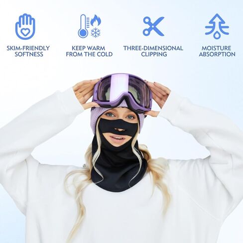 Balaclava Ski Mask - Ski Mask for Women, Quick-Drying Face Mask for Cold Weather, SPF50+ Balaclava Women for Skiing, Motorcycle Riding & Snowboarding Black in Saudi Arabia