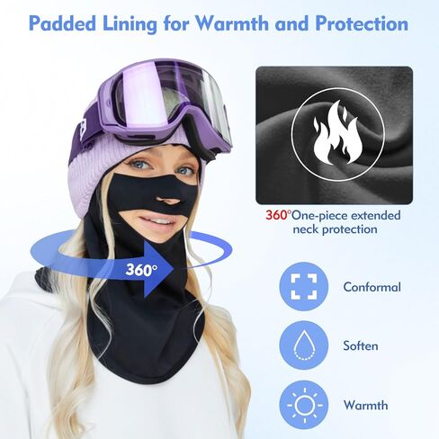 Balaclava Ski Mask - Ski Mask for Women, Quick-Drying Face Mask for Cold Weather, SPF50+ Balaclava Women for Skiing, Motorcycle Riding & Snowboarding Black in Saudi Arabia