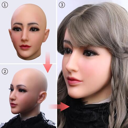 قناع أنثوي من السيليكون وجه واقعي مع مكياج لارتدائه ملابس تنكرية للهالوين in Kuwait