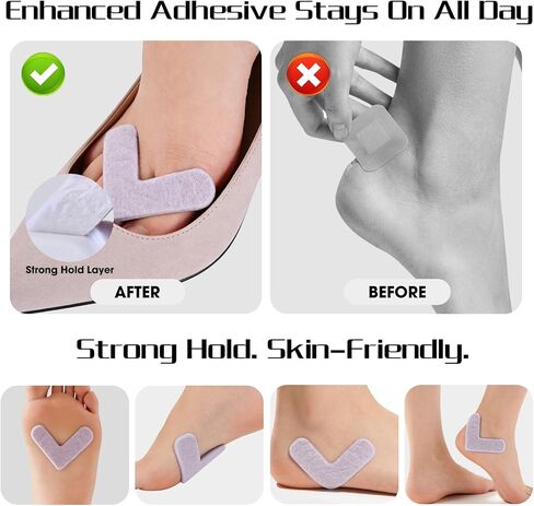 وسائد مسامير القدم مقطوعة لتناسب المقاس، وسادات مسامير القدم على شكل حرف L مع وسادات للذرة، لاصق قوي، بطانة قدم ناعمة نحيفة للأحذية، ارتداء يومي آمن، عدد 20، أرجواني in Kuwait