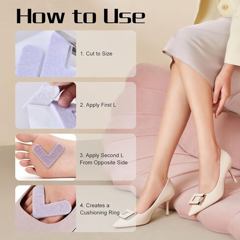 وسائد مسامير القدم مقطوعة لتناسب المقاس، وسادات مسامير القدم على شكل حرف L مع وسادات للذرة، لاصق قوي، بطانة قدم ناعمة نحيفة للأحذية، ارتداء يومي آمن، عدد 20، أرجواني in Kuwait