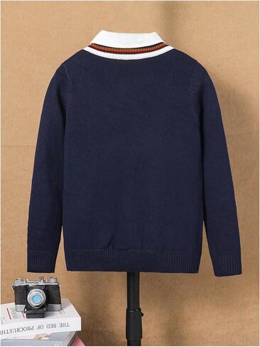Floerns Boy's Striped V Neck Sweater Long Sleeve Cable Knit Casual Pullover Sweaters in Saudi Arabia