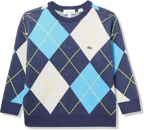 Lacoste Boys' Contrast Jacquard Argyle Sweater in Saudi Arabia