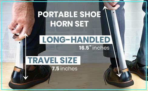 Metal Shoe Horn Long Handle for Seniors Stainless Steel 11.8" Shoehorn with Hook for Men, Women(Silver) in Saudi Arabia