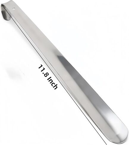 Metal Shoe Horn Long Handle for Seniors Stainless Steel 11.8" Shoehorn with Hook for Men, Women(Silver) in Saudi Arabia