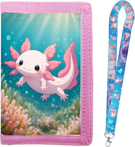 محفظة Axolotl لطيفة ثلاثية الطي للعملات المعدنية مع حبل للرجال والنساء in Saudi Arabia