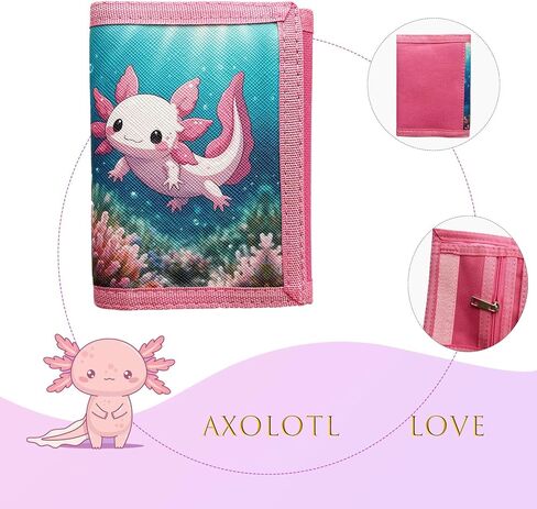 محفظة Axolotl لطيفة ثلاثية الطي للعملات المعدنية مع حبل للرجال والنساء in Saudi Arabia