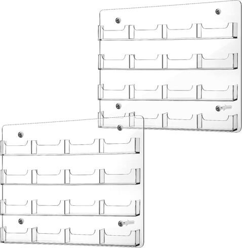 Lincia 2 Pieces Acrylic Business Card Holder Wall Mount Clear Sticker Display Rack Multiple Clear Acrylic Card Organizer Sticker Display Stand Pre Drilled Index Storage in Kuwait