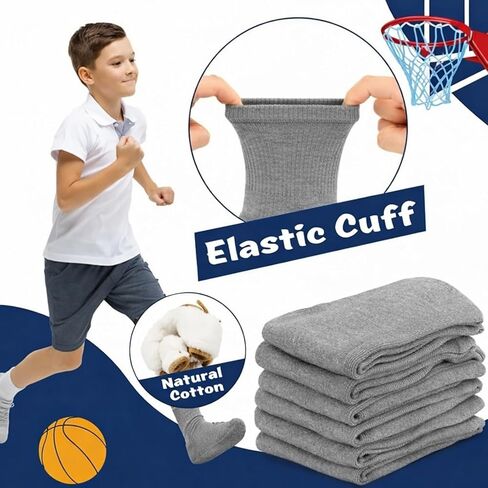 Hanaive Bulk 100 Pair Kids Crew Socks Unisex Stretch Cotton Socks Soft for Childrens Toddlers Youth Homeless Gifts Age 5-10 in Saudi Arabia