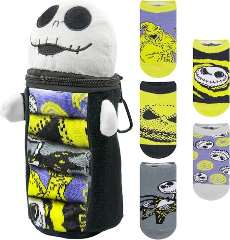 Disney Nightmare Before Christmas Boys 5‑Pack Crew Socks + Plush Pencil Case Set – Official Character Socks for Boys Ages 4-8 in Kuwait