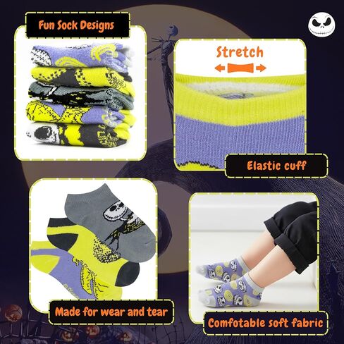 Disney Nightmare Before Christmas Boys 5‑Pack Crew Socks + Plush Pencil Case Set – Official Character Socks for Boys Ages 4-8 in Kuwait