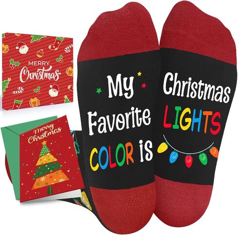 HAPPYPOP Christmas Kids Gifts - Light Up Santa Candy Cane Socks with Greeting Card in Saudi Arabia