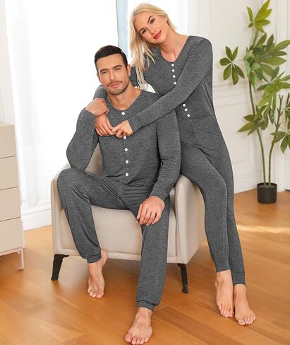 SWOMOG مطابقة الأسرة منامة مجموعات عيد الميلاد زوجين PJ's عطلة Onesise ملابس النوم المنزلية مجموعات ملابس النوم مع مرايل للحيوانات الأليفة رمادي عميق in Saudi Arabia