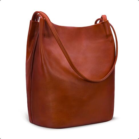 Iswee Leather Shoulder Bags for Women Vintage Tote Bag Ladies Purses and Handbags Soft Everyday Bucket Purse for Work in Kuwait