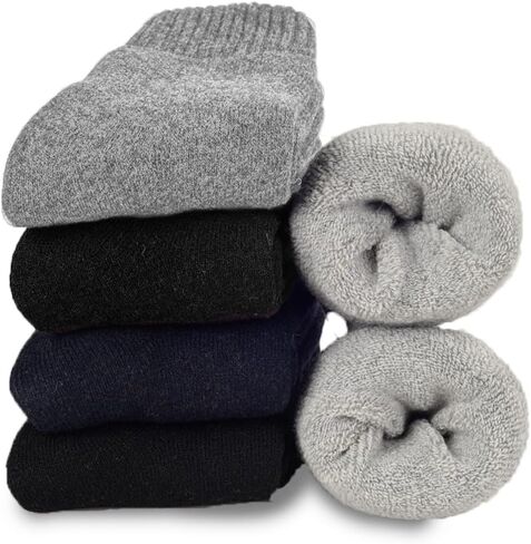 Josnown 5 أزواج من الجوارب الصوفية للرجال، جوارب سميكة دافئة للشتاء الحراري المريح in Kuwait