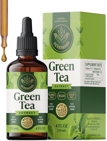 HERBAMAMA Green Tea Drops - Vegan Antioxidant & Overall Support with Green Tea Extract Liquid Tincture - Non-GMO, Alcohol & Sugar-Free Camellia Sinensis Supplement, 84-Day Supply in Saudi Arabia