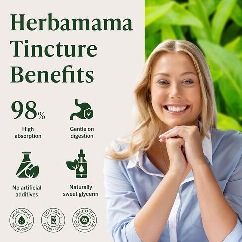 HERBAMAMA Green Tea Drops - Vegan Antioxidant & Overall Support with Green Tea Extract Liquid Tincture - Non-GMO, Alcohol & Sugar-Free Camellia Sinensis Supplement, 84-Day Supply in Saudi Arabia