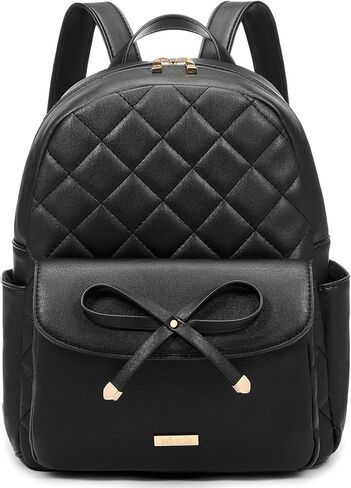 Marvolia Mini Backpack for Women and Girls - Leather Backpack with Cute Bowknot Quilted Small Backpacks for Shopping Travel School - Black in Kuwait