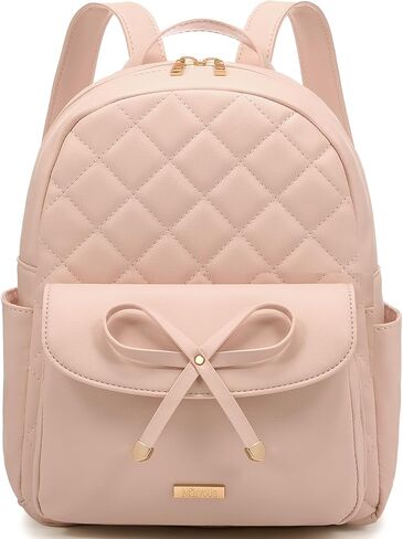 Marvolia Mini Backpack for Women and Girls - Leather Backpack with Cute Bowknot Quilted Small Backpacks for Shopping Travel School - Black in Kuwait
