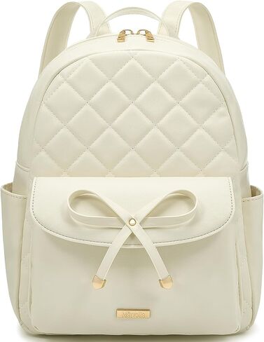 Marvolia Mini Backpack for Women and Girls - Leather Backpack with Cute Bowknot Quilted Small Backpacks for Shopping Travel School - Black in Kuwait
