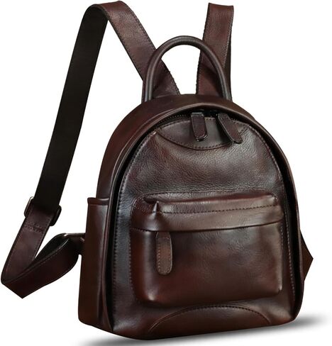 Genuine Leather Backpack for Women Purse Retro Handmade Rucksack Vintage Knapsack Back Bag Casual Daypack (Purple) in Saudi Arabia
