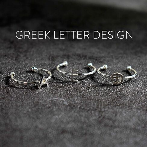 Sorority Shop Alpha Delta Pi Stacking Ring Set - Adjustable Rings with Silver Plating in Saudi Arabia