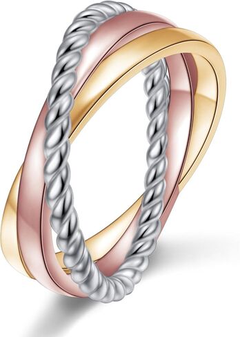 Trinity Cross Ring for Women 925 Sterling Silver Tricolor Criss Cross Stackable Rings Trinity Tone Interlocked Ring Jewelry Gift in Saudi Arabia