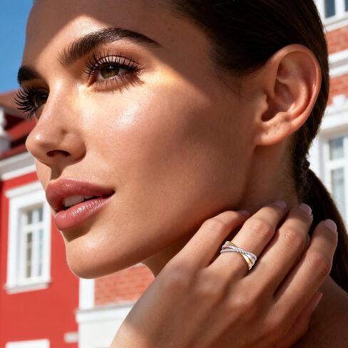 Trinity Cross Ring for Women 925 Sterling Silver Tricolor Criss Cross Stackable Rings Trinity Tone Interlocked Ring Jewelry Gift in Saudi Arabia