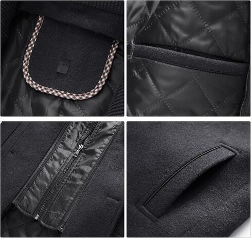 Mens Wool Blend Coat with Removable Inner Collar Business Single Breasted Windproof Warm Winter Peacoat in Saudi Arabia