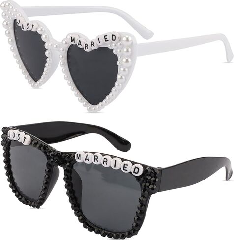 Just Married Decorations Bride And Groom Sunglasses for Just Married Wedding Party Decorations Wedding Sunglasses Accessories in Saudi Arabia