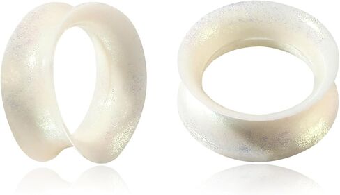 2Pcs Ear Tunnels Ear Gauges Ultra Thin Soft Silicone Flexible Flesh Double Flared Tunnels Expander Stretching Gauge Earlets Plug Hollow Ear Gauges Body Piercing 8G-1" in Kuwait