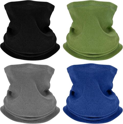 4 Winter Neck Gaiters for Men, Fleece Neck Warmer Gators Face Mask, Mens Scarf Winter for Cold Weather Running Skiing in Saudi Arabia