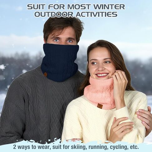 Mens Scarf Winter Neck Gaiters 3PCS, Knit Neck Warmer with Thick Fleece Lining Scarves, Cold Weather Gear for Men Ski in Saudi Arabia