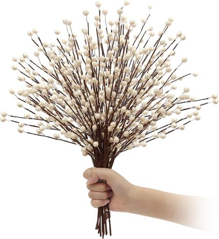 NBGV Winter Decorations 12Pcs Artificial Berry Stems White Berry Picks for Christmas Holiday Flower Arrangements Home Centerpieces DIY Ornaments in Saudi Arabia