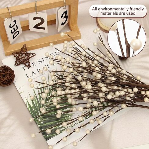 NBGV Winter Decorations 12Pcs Artificial Berry Stems White Berry Picks for Christmas Holiday Flower Arrangements Home Centerpieces DIY Ornaments in Saudi Arabia