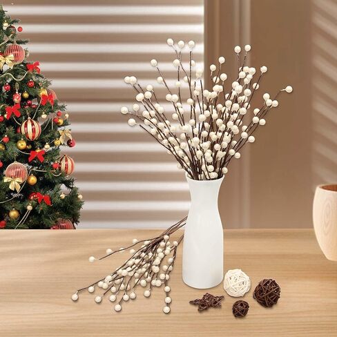 NBGV Winter Decorations 12Pcs Artificial Berry Stems White Berry Picks for Christmas Holiday Flower Arrangements Home Centerpieces DIY Ornaments in Saudi Arabia