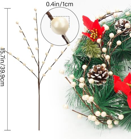 NBGV Winter Decorations 12Pcs Artificial Berry Stems White Berry Picks for Christmas Holiday Flower Arrangements Home Centerpieces DIY Ornaments in Saudi Arabia