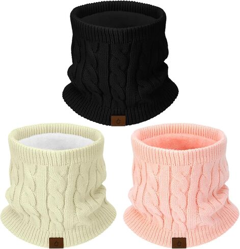 Mens Scarf Winter Neck Gaiters 3PCS, Knit Neck Warmer with Thick Fleece Lining Scarves, Cold Weather Gear for Men Ski in Saudi Arabia