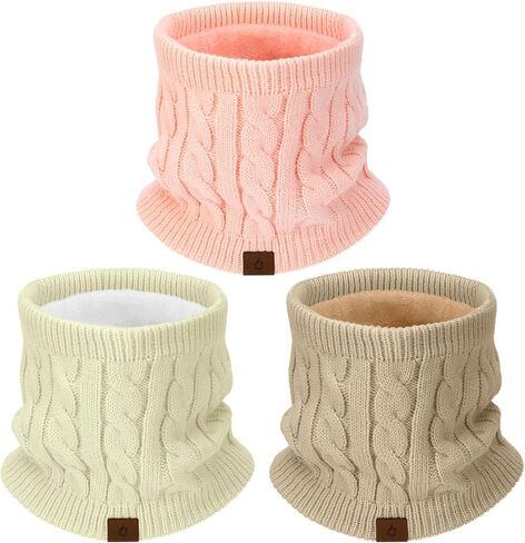 Mens Scarf Winter Neck Gaiters 3PCS, Knit Neck Warmer with Thick Fleece Lining Scarves, Cold Weather Gear for Men Ski in Saudi Arabia