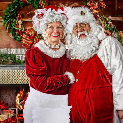 HOWAF Mrs Claus Costume Adult Women, Christmas Santa Hat Xmas Hat, Red Gloves Santas Gloves, Christmas Apron Mrs Claus Apron, Santas Glasses for Outfit Santa Suit Xmas Costume Women 4pcs in Saudi Arabia