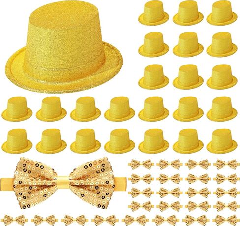 Zhanmai 48 Pcs Cosplay Party Costume Accessories 24 Party Hats for Adults Funny Top Hats Bulk 24 Adjustable Sequin Bow Tie in Saudi Arabia
